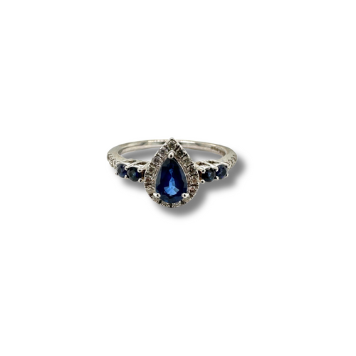 14KW Blue Sapphire and Diamond Ring