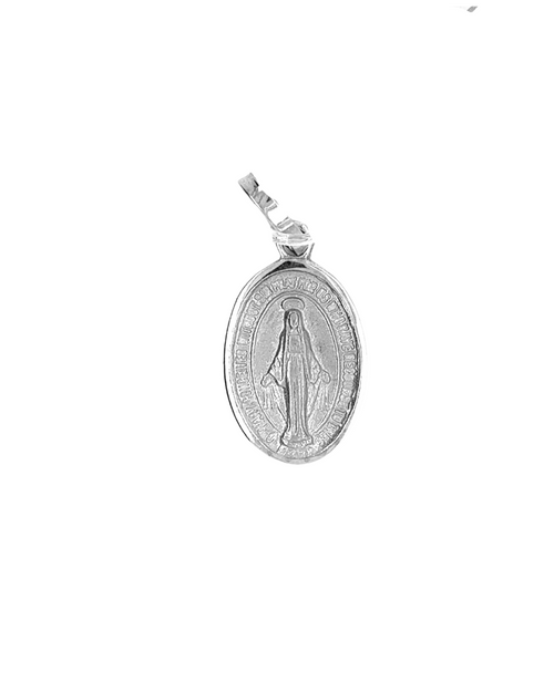 10kt White Gold Miraculous Mary Charm