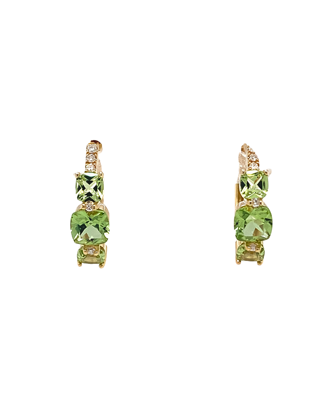 14kt Yellow Gold Peridot Hoop Earrings