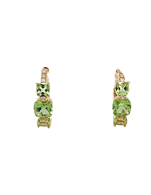 14kt Yellow Gold Peridot Hoop Earrings
