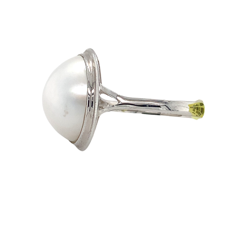 14K White Gold Mabe Pearl Ring