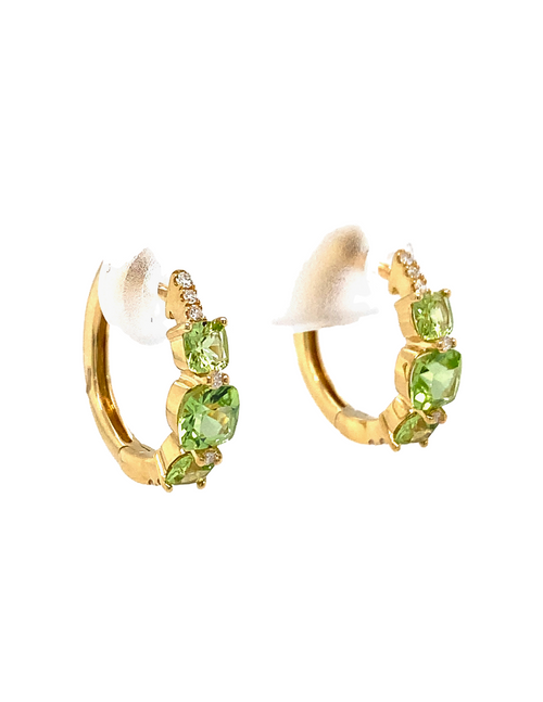 14kt Yellow Gold Peridot Hoop Earrings
