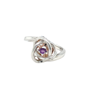 Sterling Silver Ring with 10kt Rose Gold and Amethyst