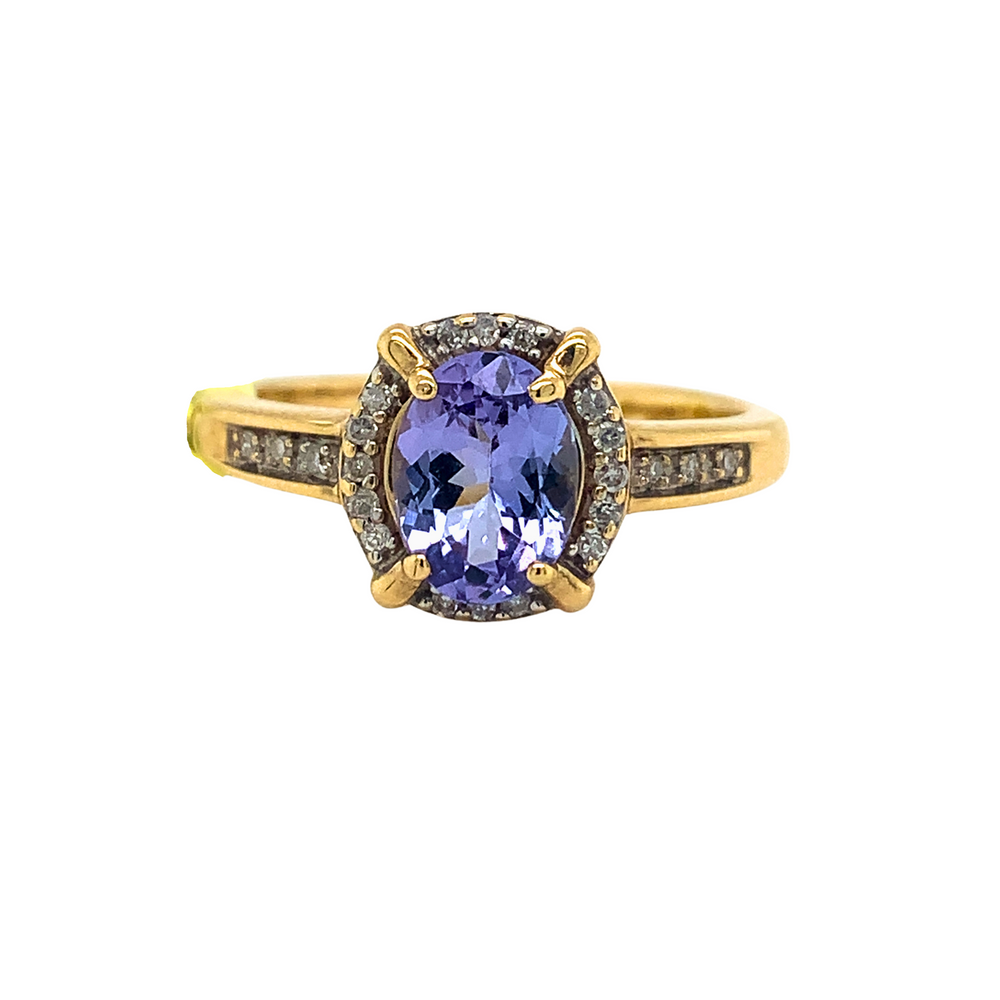 10kt Yellow Gold Tanzanite + Diamond Ring