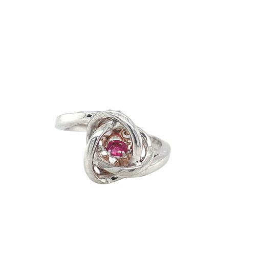 Sterling Silver Ring with 10kt Rose Gold and Ruby