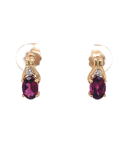 10kt Yellow Gold Rhodolite Diamond earrings