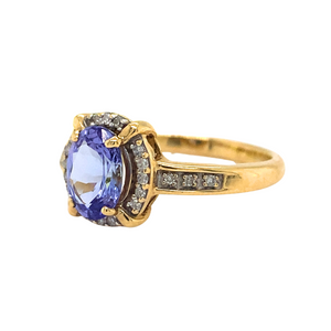 10kt Yellow Gold Tanzanite + Diamond Ring