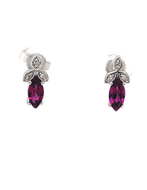 10kt White Gold Rhodolite Diamond earrings