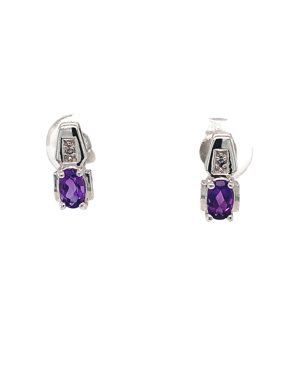 10kt White Gold Amethyst Diamond Earrings