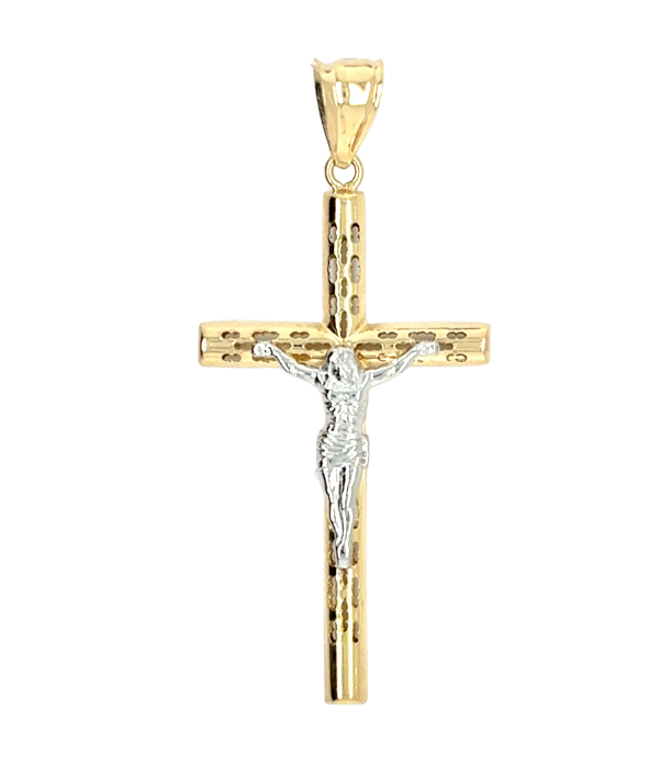 10kt Two Tone Crucifix Pendant