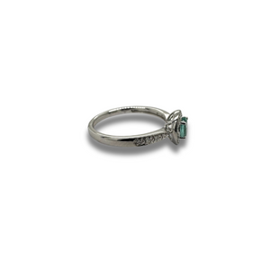 14KW Emerald and Diamond Halo Ring