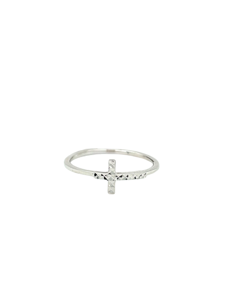 10kt White Gold Cross Ring