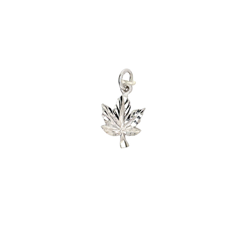 10kt White Gold Maple Leaf Charm