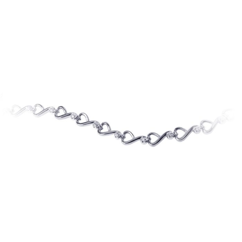 Sterling Silver .11TW Lab Grown Fancy Heart Bracelet