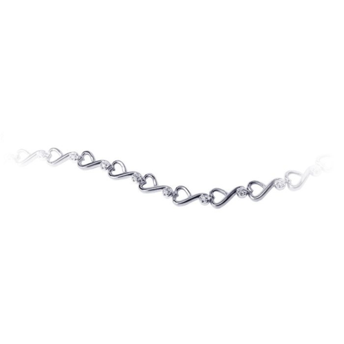 Sterling Silver .11TW Lab Grown Fancy Heart Bracelet
