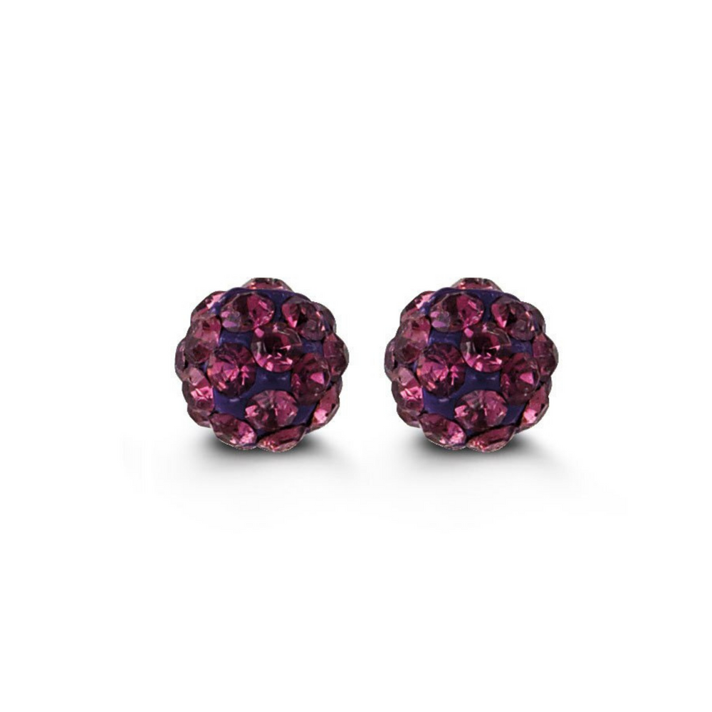 10ky Purple CZ Ball Stud Baby Earrings