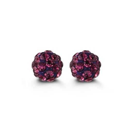 10ky Purple CZ Ball Stud Baby Earrings