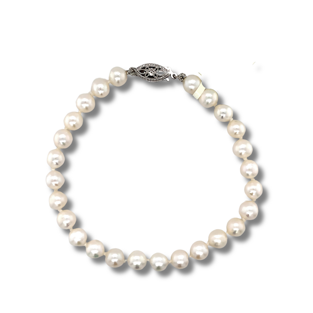 14kt White Gold Akoya Pearl Bracelet