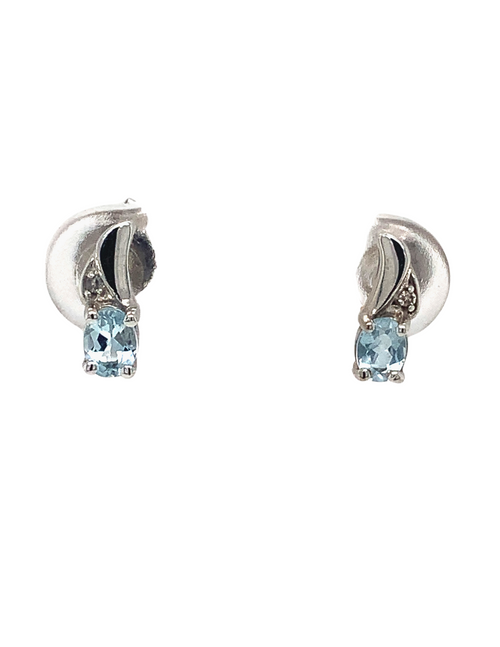 10kt White Gold Aquamarine Diamond Earrings