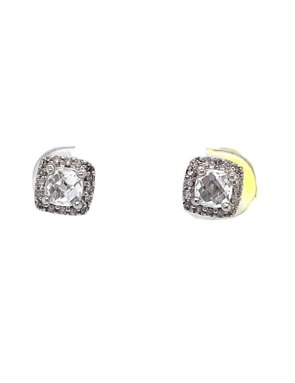 10kt White Gold White Topaz Diamond Earrings
