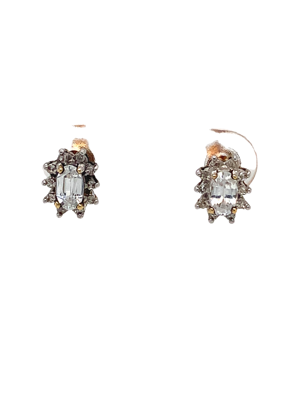 10kt White Gold White Zircon Diamond Earrings
