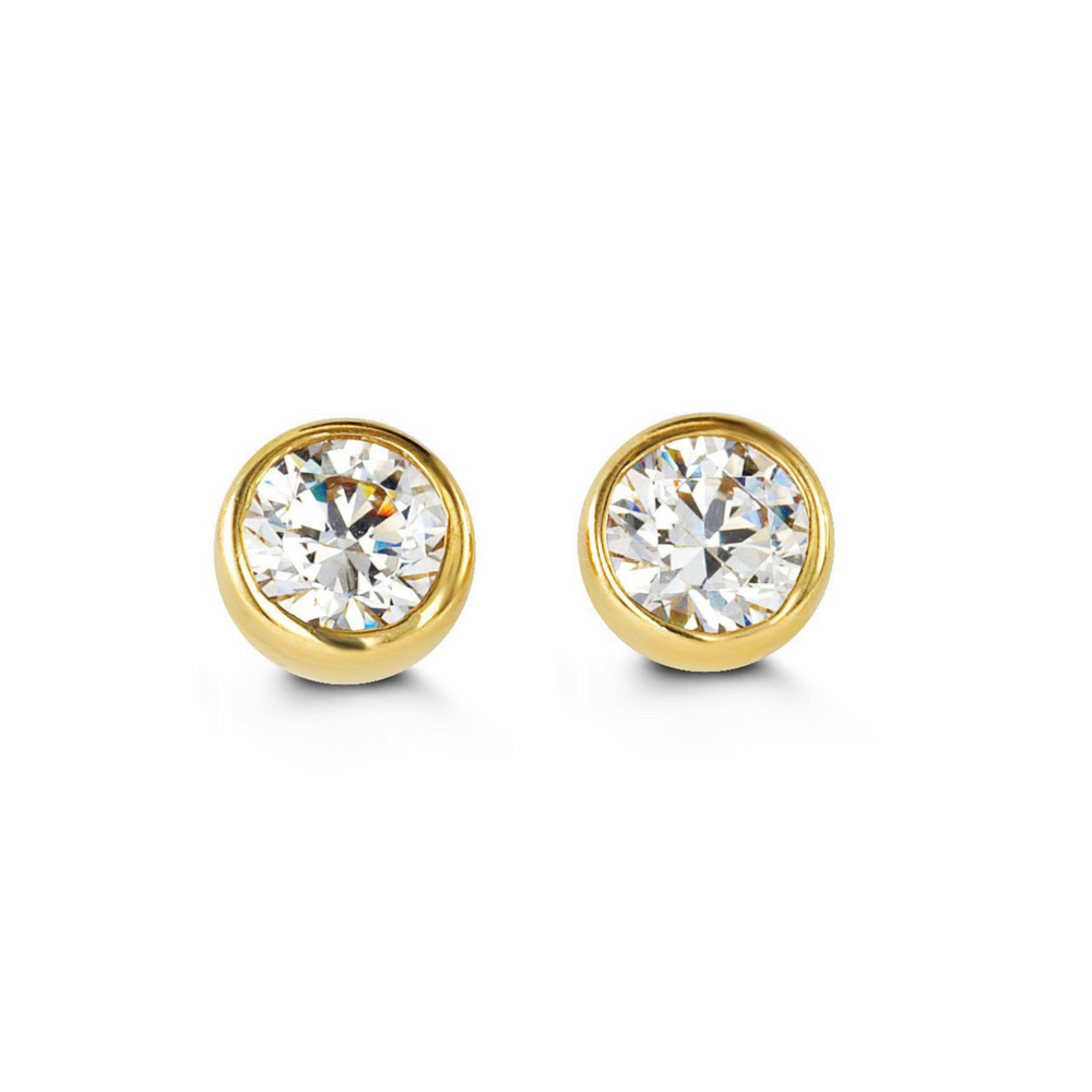 14kt Yellow Gold Bezel Set CZ Earrings