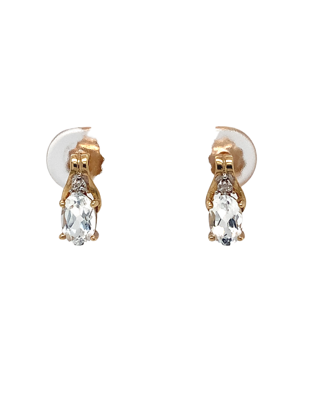 10kt Yellow Gold White Topaz Diamond Earrings