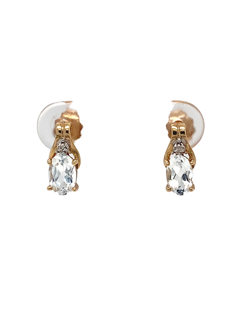 10kt Yellow Gold White Topaz Diamond Earrings