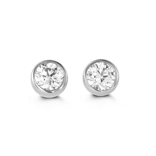 14kt White Gold Bezel Set CZ Earrings