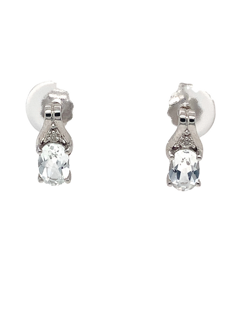 10kt White Gold White Topaz Diamond Earrings