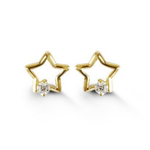 14kt Yellow Gold Star Baby Earrings