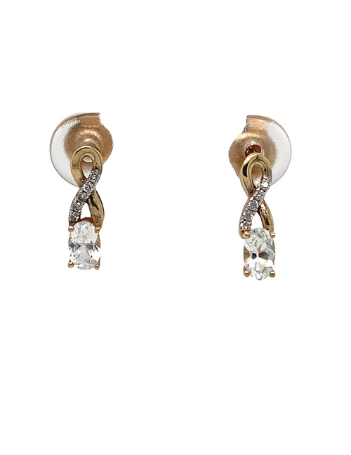 10kt Yellow Gold White Topaz Diamond Earrings