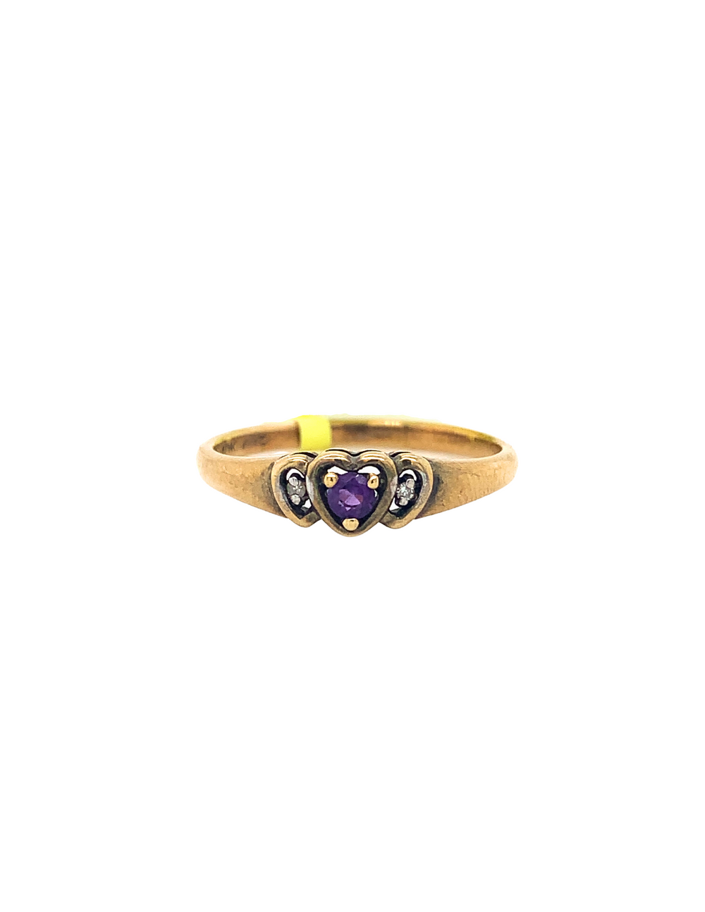 10K Yellow Gold Amethyst + Diamond Ring
