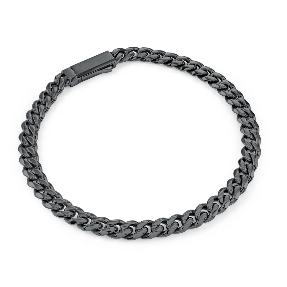 Italgem Stainless Steel Black IP Curb Bracelet