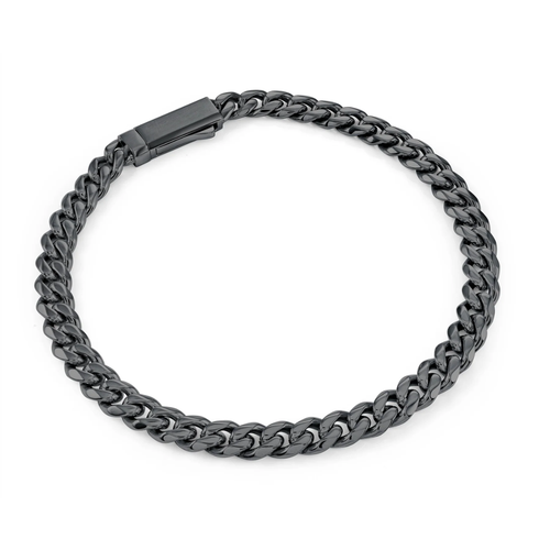 Italgem Stainless Steel Black IP Curb Bracelet