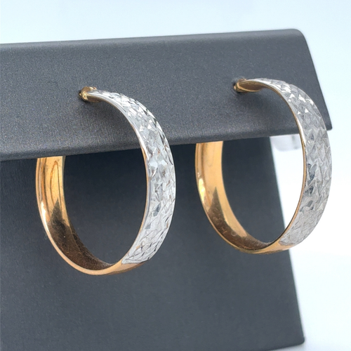 10kt Two-tone Gold Diamond Cut Hoops