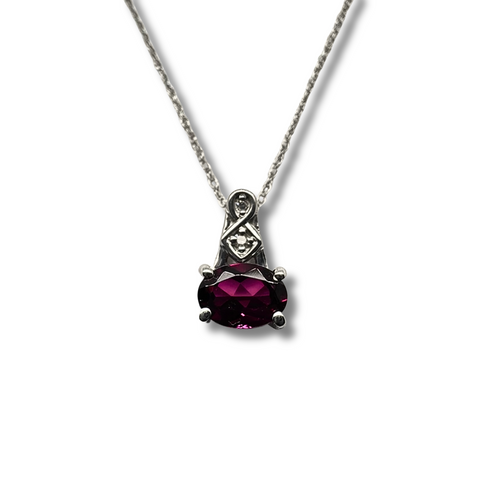 10KW Rhodolite and Diamond Pendant