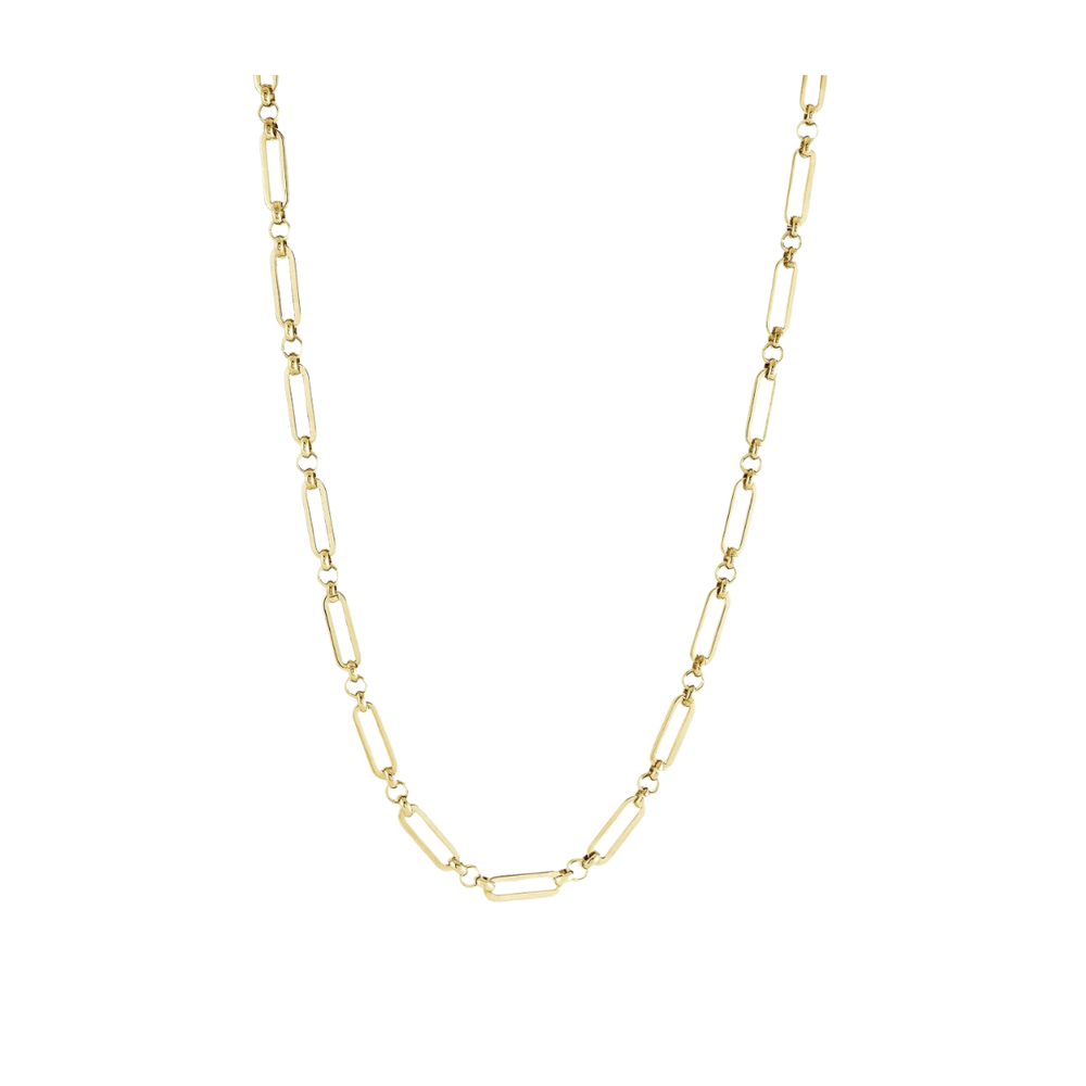 Italgem Stainless Steel Gold Plated Paperclip Necklace