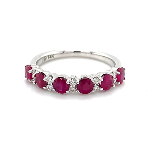 14kt White Gold Ruby & Diamond Band