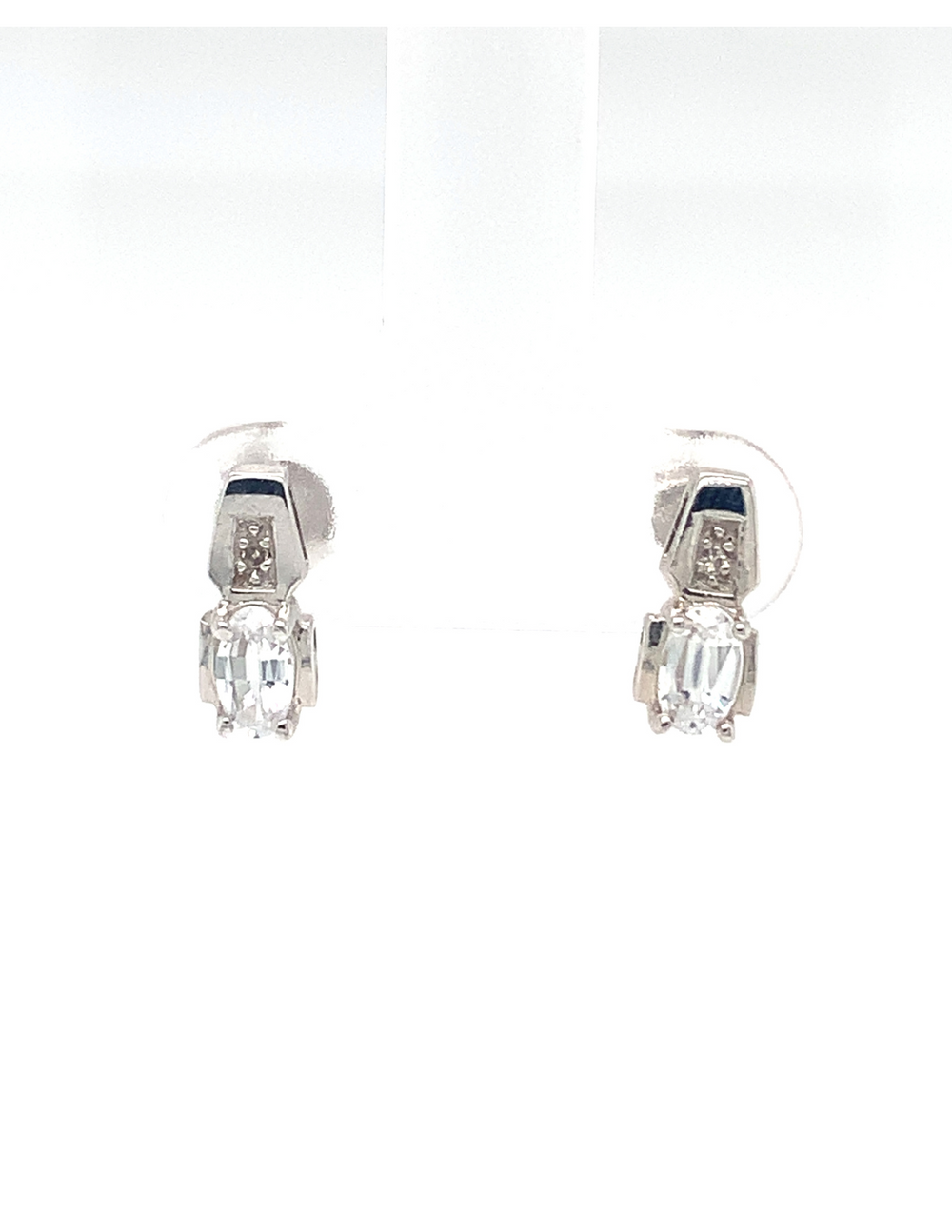 10KT White Gold White Zircon+ Diamond earrings
