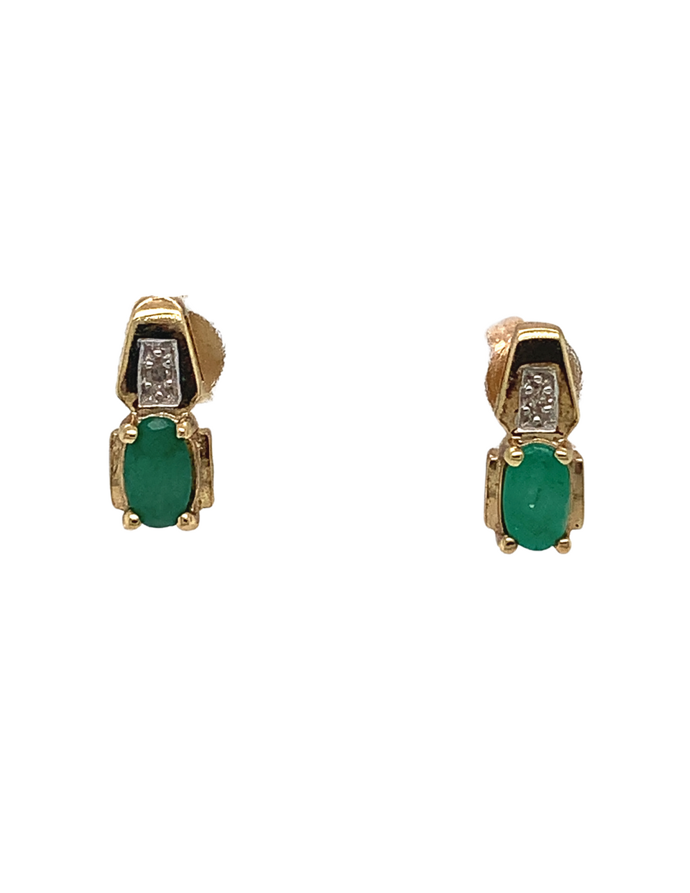 10kt Yellow Gold Emerald Diamond Earrings