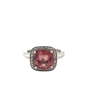 Sterling Silver Ring with Rhodolite and Diamonds