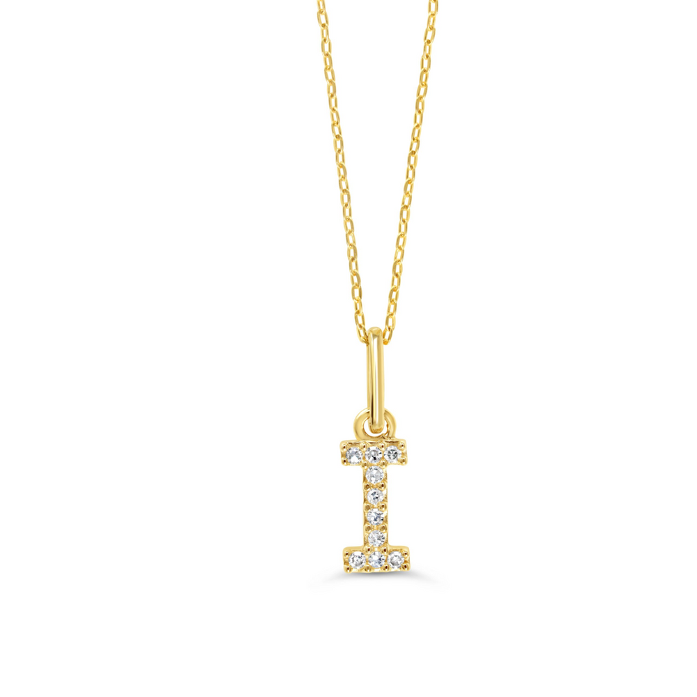 10kt Yellow Gold .03tw Diamond "I" Initial Pendant