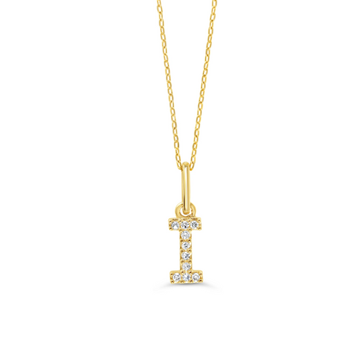 10kt Yellow Gold .03tw Diamond "I" Initial Pendant