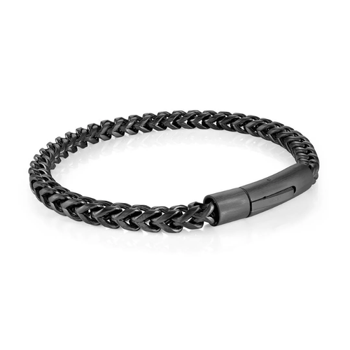 Italgem Stainless Steel Black IP Matte Figaro Bracelet