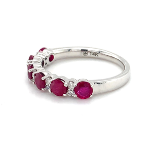 14kt White Gold Ruby & Diamond Band