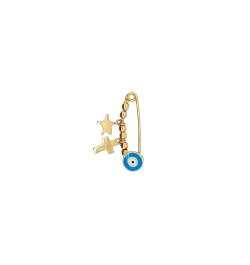 10kt Yellow Gold Safety Pin + Charm Pendant