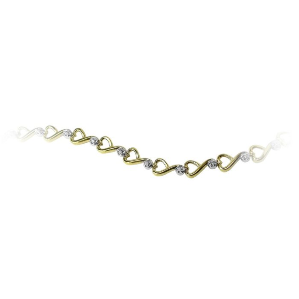 Gold Vermeil Sterling Silver .11TW Lab Grown Fancy Heart Bracelet