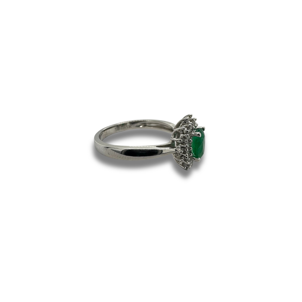 14KW Emerald and Diamond Double Halo Ring