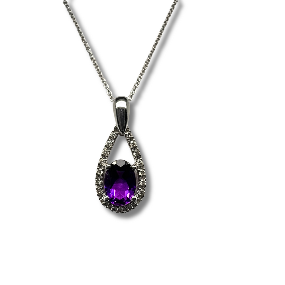 10KW Amethyst and Diamond Pendant